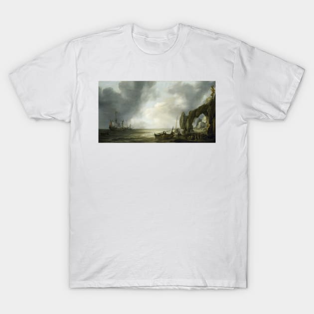 Dutch Men-of-War off a Craggy Coast by Simon de Vlieger T-Shirt by Classic Art Stall